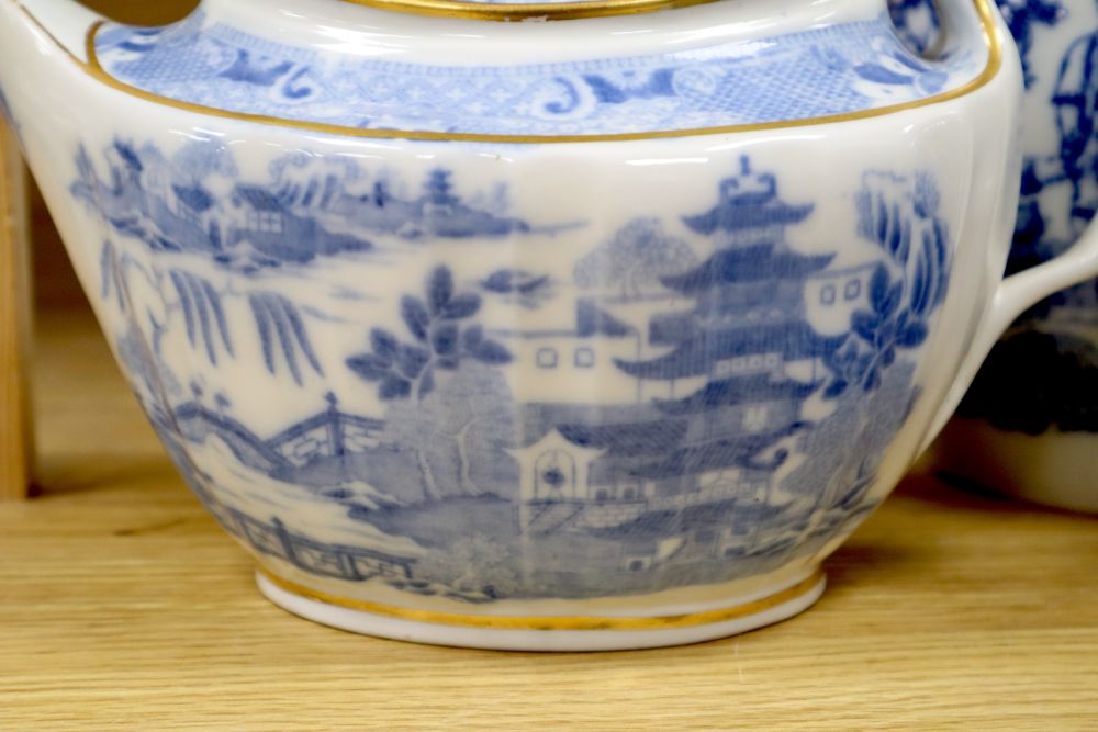 A collection of 18th/19th century English blue and white transfer-printed wares,